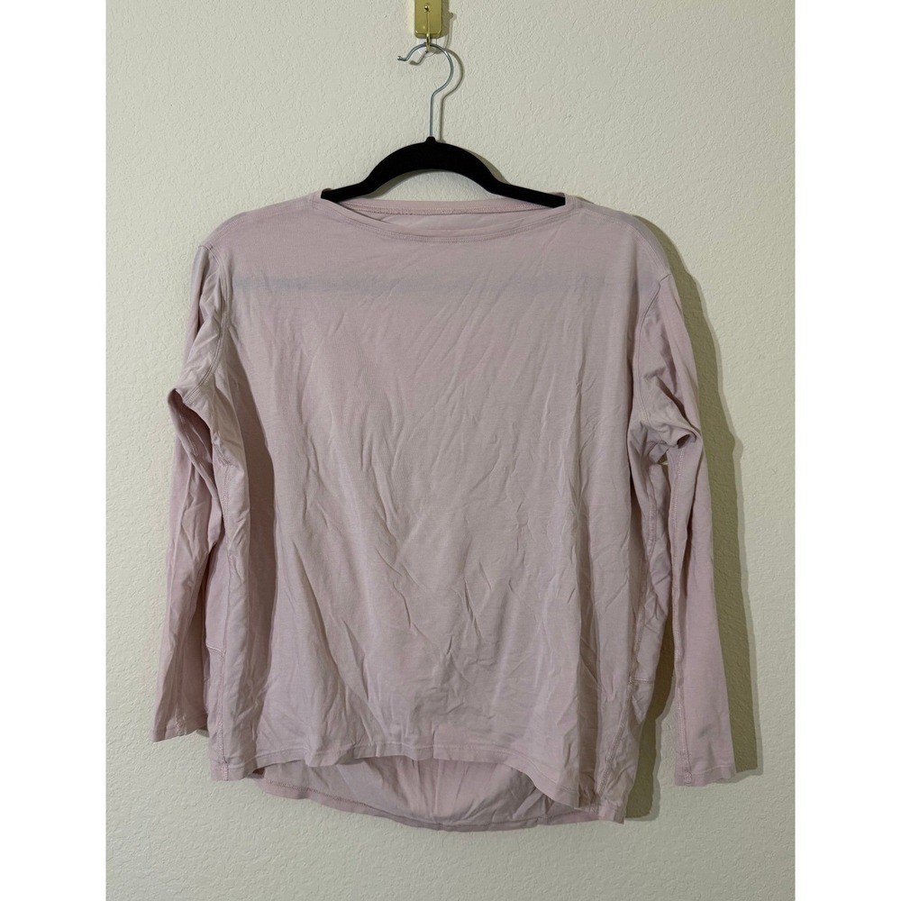 Lululemon Women's Back In Action Long Sleeve Boat Neck Pink Top Sz 4 Athleisure